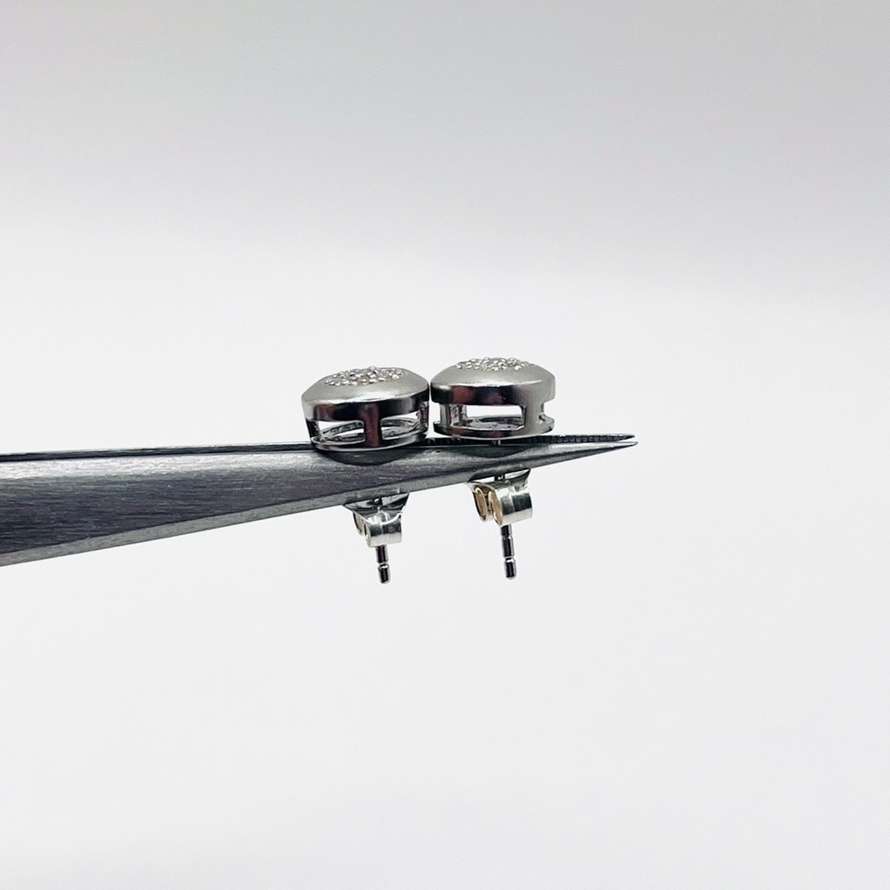 Natural Diamond Stud Earrings 925 Sterling Silver - Picture 6 of 6